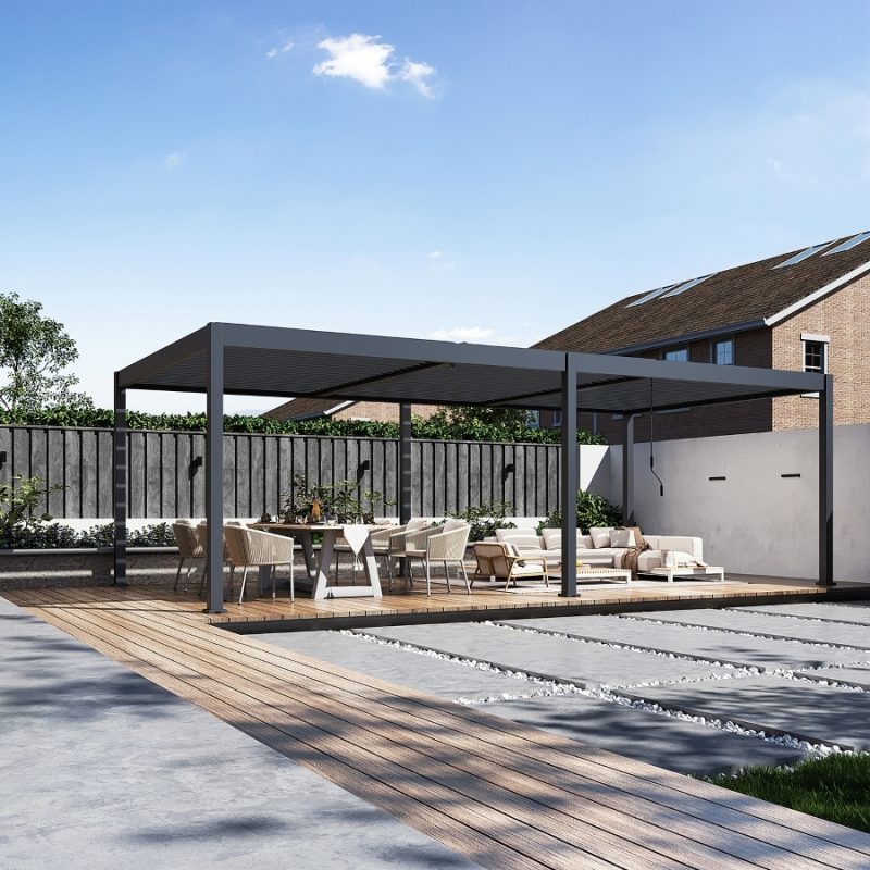 Samostoječa pergola 4 x 8 m / SKY TWIN / antracit, ročna