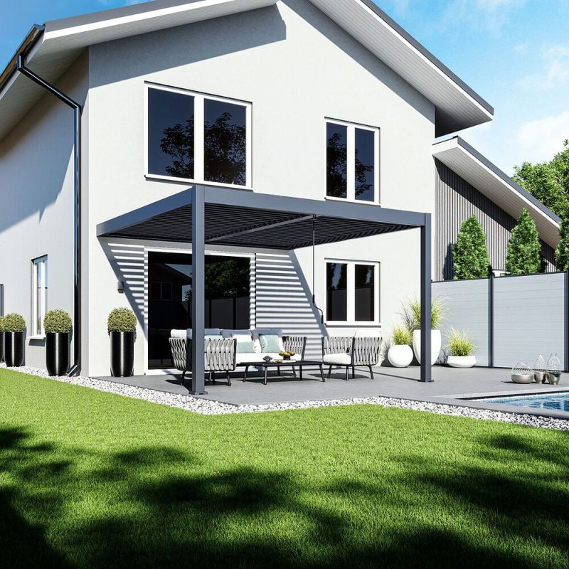 Stenska pergola 4 x 4 m / SKY TWIN / antracit, ročna